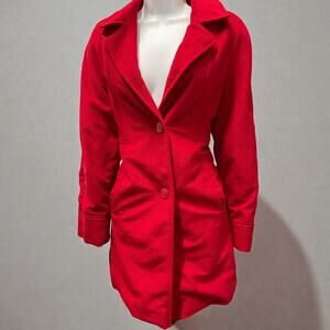 Vintage Mid Century Abbmoor Red Wool Car Coat-Made in USA